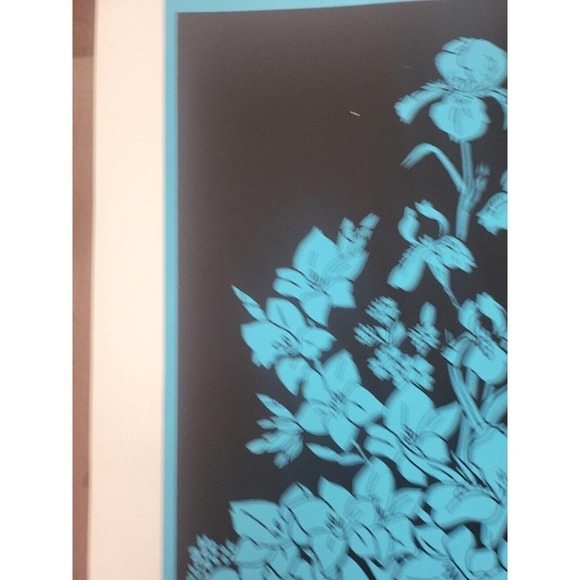 C.S. Shawver Beautiful Blue Floral Black Background Art Lithograph Print 7/90 - Picture 4 of 6